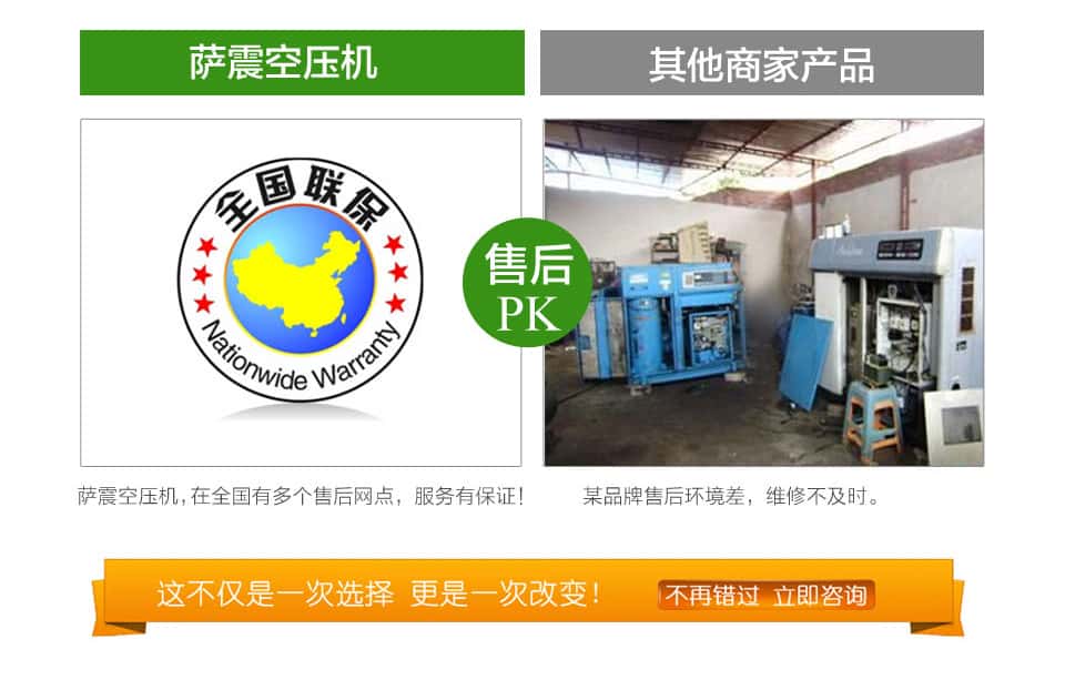 薩震空壓機與其他商家售后pk