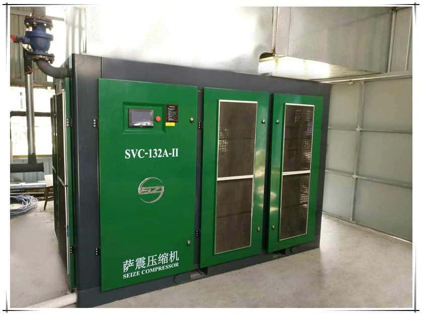 薩震永磁變頻雙級(jí)壓縮螺桿空壓機(jī)在試機(jī)